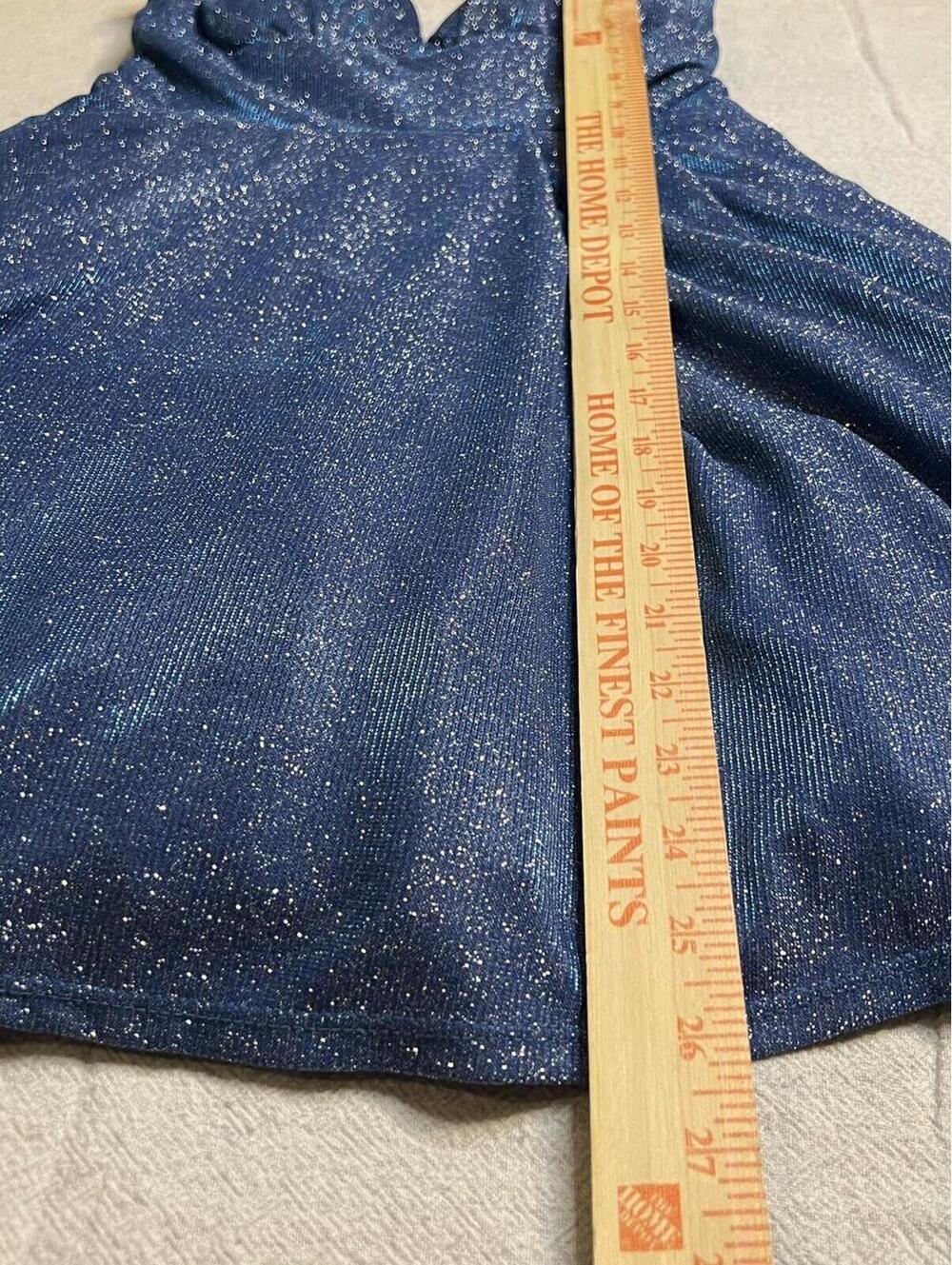 B Darling Blue Glitter Mini Dress Cyber Y2K Party Coquette Aesthetic Night Out S - Picture 5 of 6